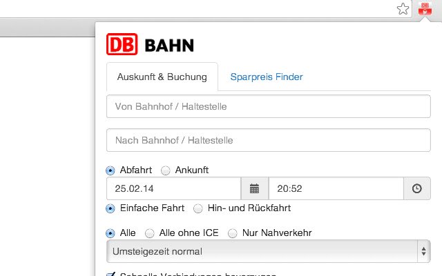 Bahn Auskunft uit de Chrome-webwinkel wordt uitgevoerd met OffiDocs Chromium online