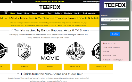 Band T Shirts  from Chrome web store to be run with OffiDocs Chromium online
