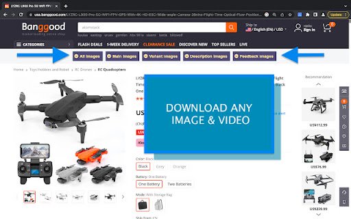 Banggood image downloader  from Chrome web store to be run with OffiDocs Chromium online