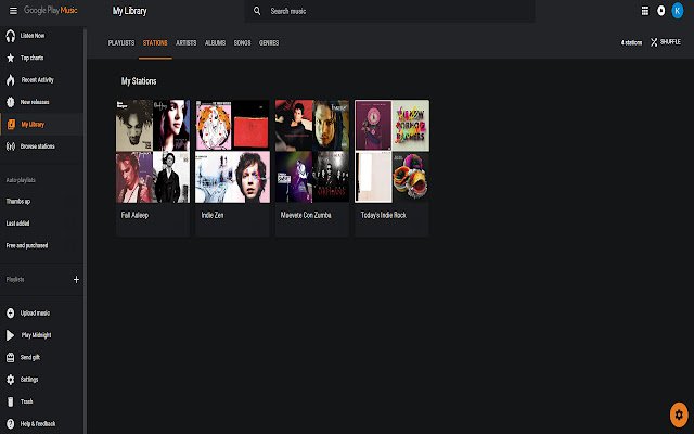 Barebones Google Play Music UI  from Chrome web store to be run with OffiDocs Chromium online
