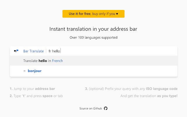 Bar Vertalen vanuit de Chrome-webwinkel om te worden uitgevoerd met OffiDocs Chromium online