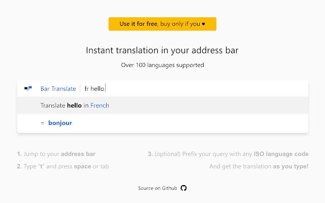 Bar Translate mula sa Chrome web store na tatakbo sa OffiDocs Chromium online