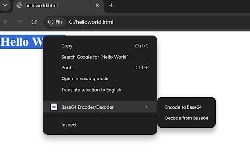 Base 64 Encoder Decoder  from Chrome web store to be run with OffiDocs Chromium online