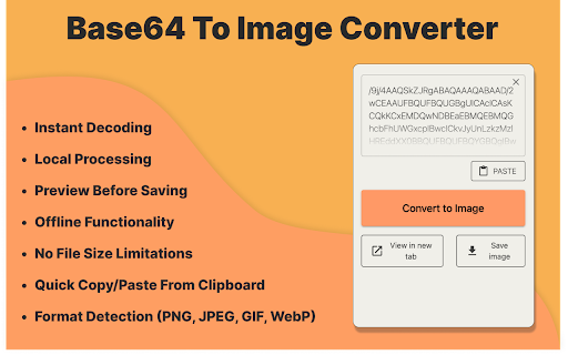 Base64 To Image  from Chrome web store to be run with OffiDocs Chromium online
