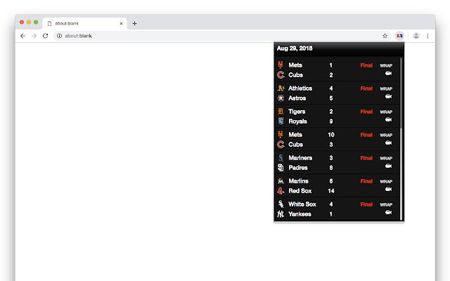 กระดานคะแนนเบสบอลจาก Chrome เว็บสโตร์ที่จะเรียกใช้ด้วย OffiDocs Chromium ออนไลน์