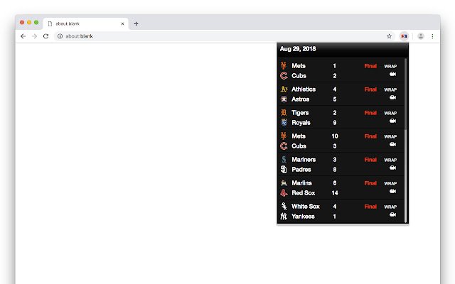 Le tableau de bord BaseBall de la boutique en ligne Chrome doit être exécuté avec OffiDocs Chromium en ligne