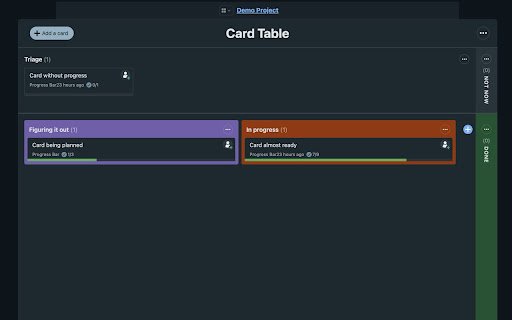 Basecamp: Progress Bars for Cards  from Chrome web store to be run with OffiDocs Chromium online