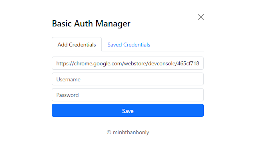 Basic Auth Manager  from Chrome web store to be run with OffiDocs Chromium online