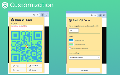 Basic QR Code Generator  from Chrome web store to be run with OffiDocs Chromium online