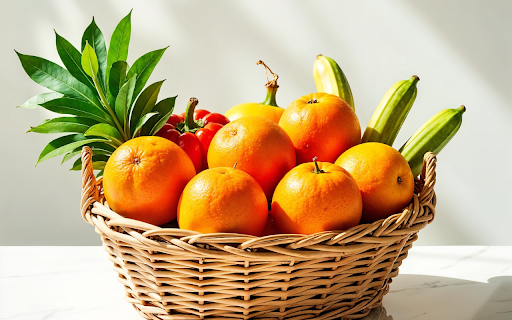 Basket of golden oranges  from Chrome web store to be run with OffiDocs Chromium online