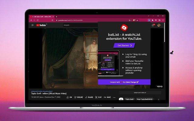 batList watchList extension for YouTube  from Chrome web store to be run with OffiDocs Chromium online