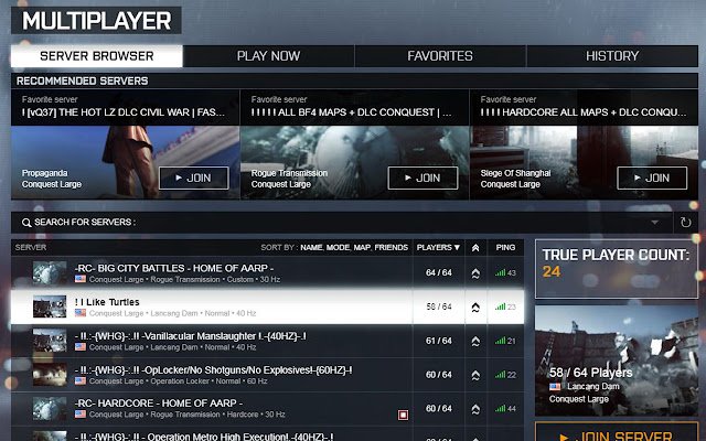 Chrome web mağazasından Battlefield 4 True Player Count çevrimiçi OffiDocs Chromium ile çalıştırılacak