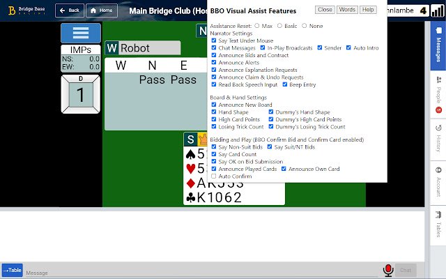 BBO Visual Assist  from Chrome web store to be run with OffiDocs Chromium online