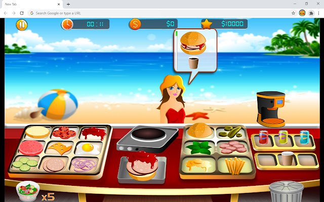 משחק מסעדת חוף מחנות האינטרנט של Chrome שיופעל עם OffiDocs Chromium באינטרנט