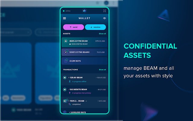 Beam Web Wallet ze sklepu internetowego Chrome do uruchomienia z OffiDocs Chromium online