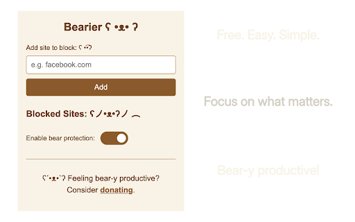 Bearier Website Blocker  from Chrome web store to be run with OffiDocs Chromium online