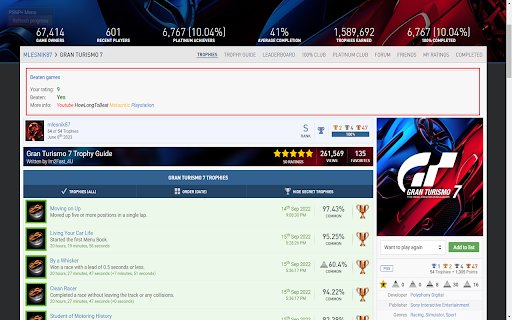 Beaten games on PSN Profiles  from Chrome web store to be run with OffiDocs Chromium online