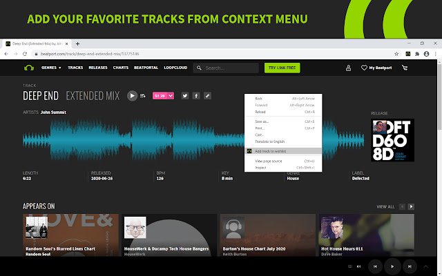 Beatport Grabber  from Chrome web store to be run with OffiDocs Chromium online
