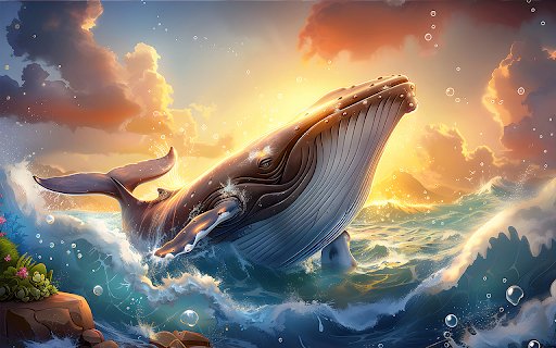 beautiful digital whale painting on the sea  from Chrome web store to be run with OffiDocs Chromium online
