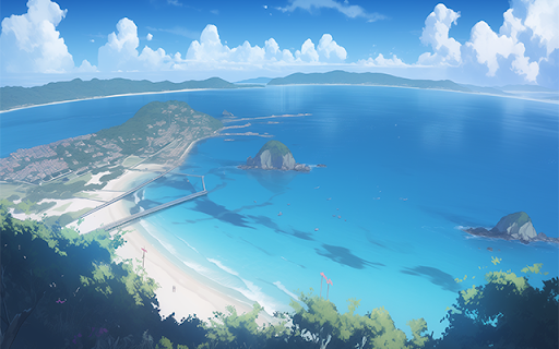 Beautiful M4ufree Cartoon Beach Theme  from Chrome web store to be run with OffiDocs Chromium online