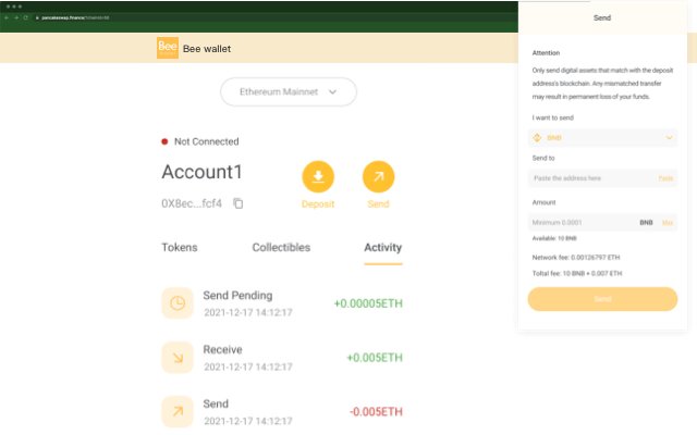 Bee Wallet از فروشگاه وب Chrome با OffiDocs Chromium به صورت آنلاین اجرا می شود