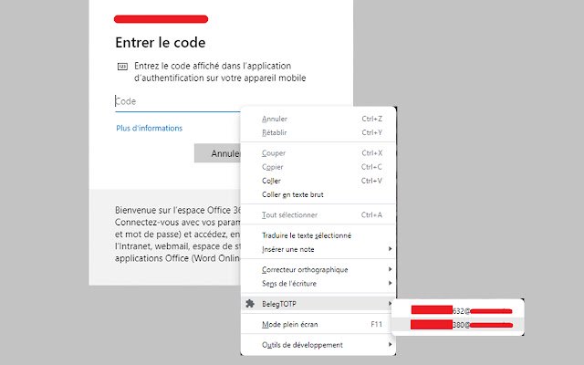 BelegTOTP  from Chrome web store to be run with OffiDocs Chromium online