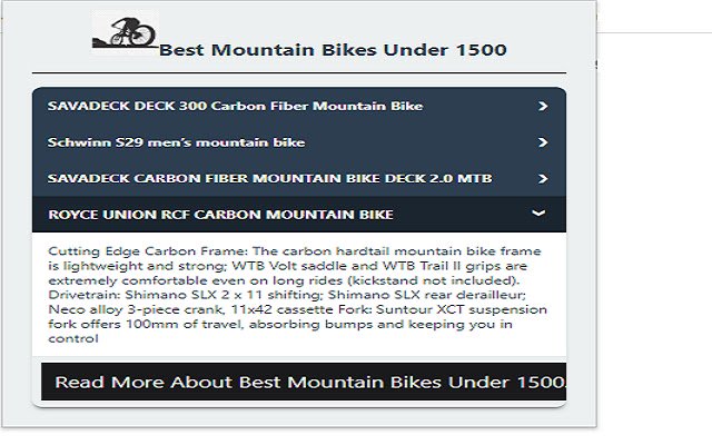 Xe đạp leo núi tốt nhất dưới 1500 từ cửa hàng Chrome trực tuyến sẽ chạy bằng OffiDocs Chrome trực tuyến