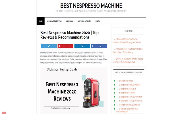 Best Nespresso Machine  from Chrome web store to be run with OffiDocs Chromium online
