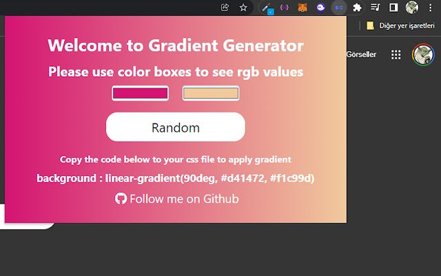 Beta CSS Gradient Color Generator من متجر Chrome الإلكتروني ليتم تشغيله باستخدام OffiDocs Chromium عبر الإنترنت