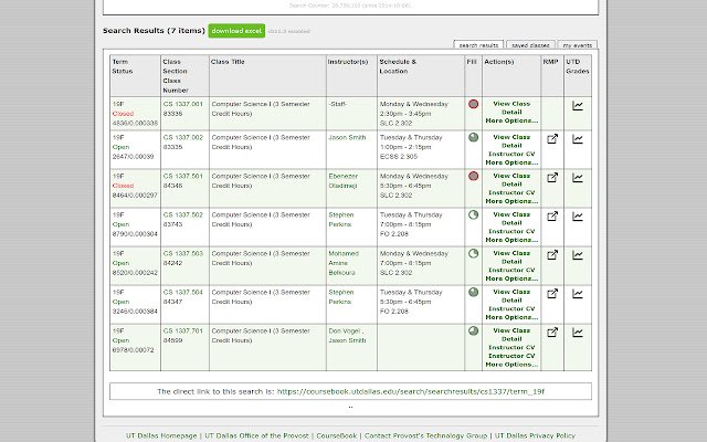Besseres CourseBook UT Dallas aus dem Chrome-Webshop zur Ausführung mit OffiDocs Chromium online