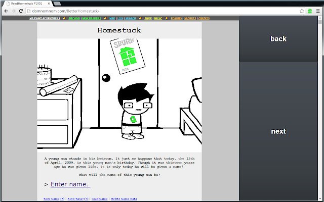 Better Homestuck din magazinul web Chrome pentru a fi rulat cu OffiDocs Chromium online