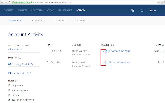 Betterment PDF to CSV exporter  from Chrome web store to be run with OffiDocs Chromium online