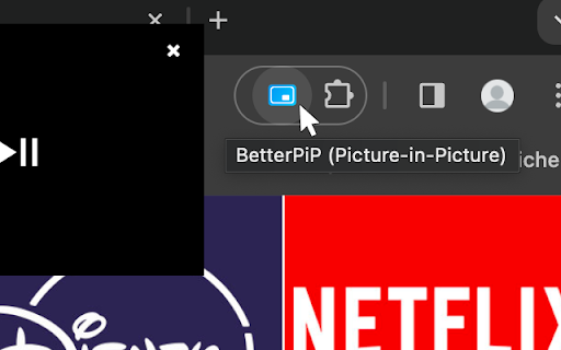 BetterPiP (Picture in Picture)  from Chrome web store to be run with OffiDocs Chromium online