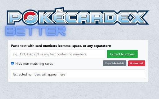 BetterPokecardex  from Chrome web store to be run with OffiDocs Chromium online