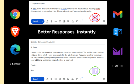 BetterReply  from Chrome web store to be run with OffiDocs Chromium online