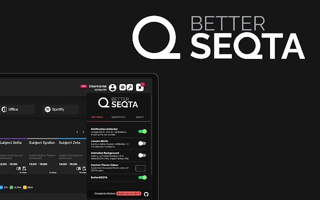 BetterSEQTA  from Chrome web store to be run with OffiDocs Chromium online