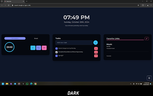 BetterTab  from Chrome web store to be run with OffiDocs Chromium online