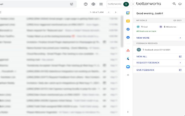 Plug-in Betterworks para Gmail da Chrome Web Store para ser executado com OffiDocs Chromium online