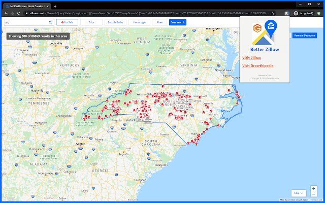 Meglio Zillow dal negozio web di Chrome da eseguire con OffiDocs Chromium online