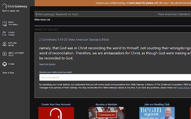 Bible Gateway Darkmode din magazinul web Chrome va fi rulat cu OffiDocs Chromium online