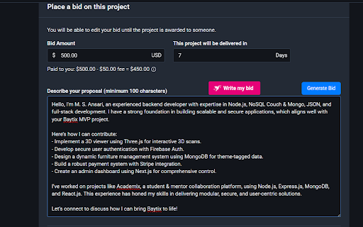 Bid Agent  from Chrome web store to be run with OffiDocs Chromium online