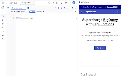 BigFunctions  from Chrome web store to be run with OffiDocs Chromium online