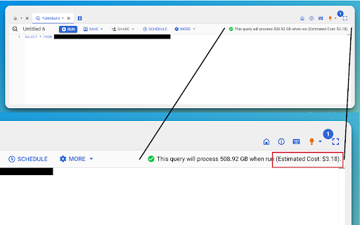 BigQuery Cost Estimator  from Chrome web store to be run with OffiDocs Chromium online
