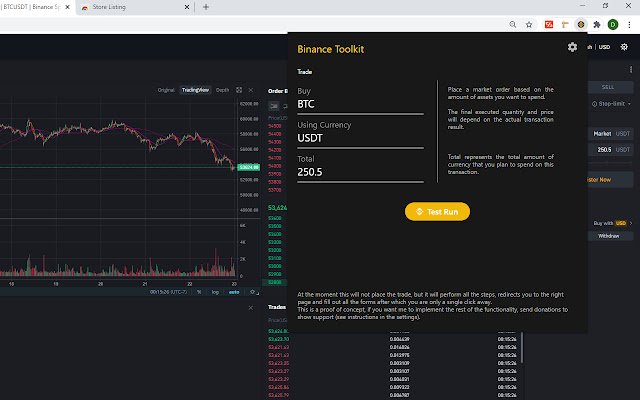 Bộ công cụ Binance từ cửa hàng Chrome trực tuyến sẽ được chạy với OffiDocs Chromium trực tuyến