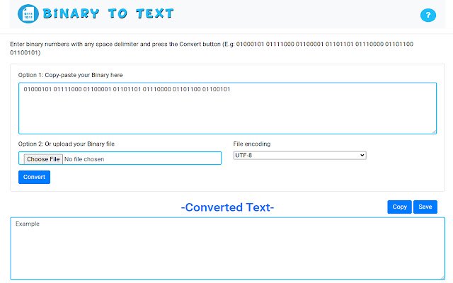 Binary to Text  from Chrome web store to be run with OffiDocs Chromium online