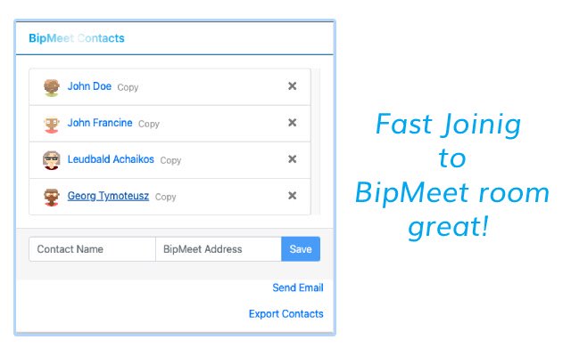 BipMeet Contacts de la boutique en ligne Chrome sera exécuté avec OffiDocs Chromium en ligne