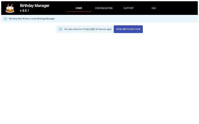 Birthday Manager de la boutique en ligne Chrome doit être exécuté avec OffiDocs Chromium en ligne