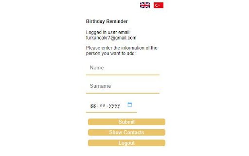 Birthday Reminder  from Chrome web store to be run with OffiDocs Chromium online