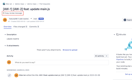 Bitbucket PR review  from Chrome web store to be run with OffiDocs Chromium online