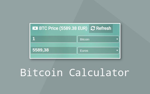 Calculadora Bitcoin da loja virtual do Chrome para ser executada com OffiDocs Chromium online